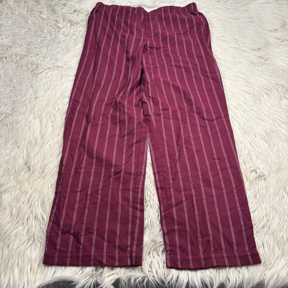 NWOT Gap Body Women's M Burgundy Stripe Straight Leg Flannel Pajama Pant Classic